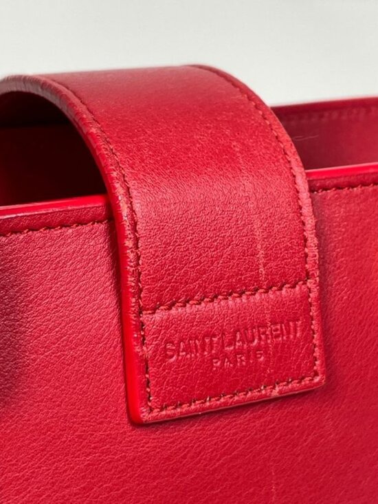 Saint Laurent Paris Baby Cabas 2-Way Shoulder Bag Leather Red - Picture 6 of 9